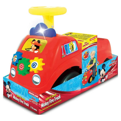 Kiddieland Disney Mickey Mouse Fire Engine Rider Lights N' Sounds Activity Ride-On