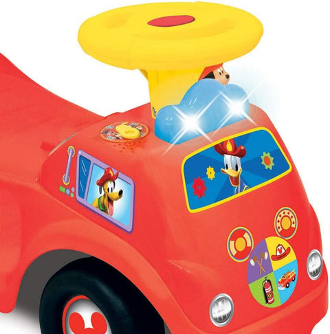 Kiddieland Disney Mickey Mouse Fire Engine Rider Lights N' Sounds Activity Ride-On