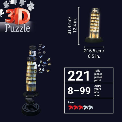 Ravensburger Leaning Tower of Pisa Night Edition 3D Puzzle 216 Pieces