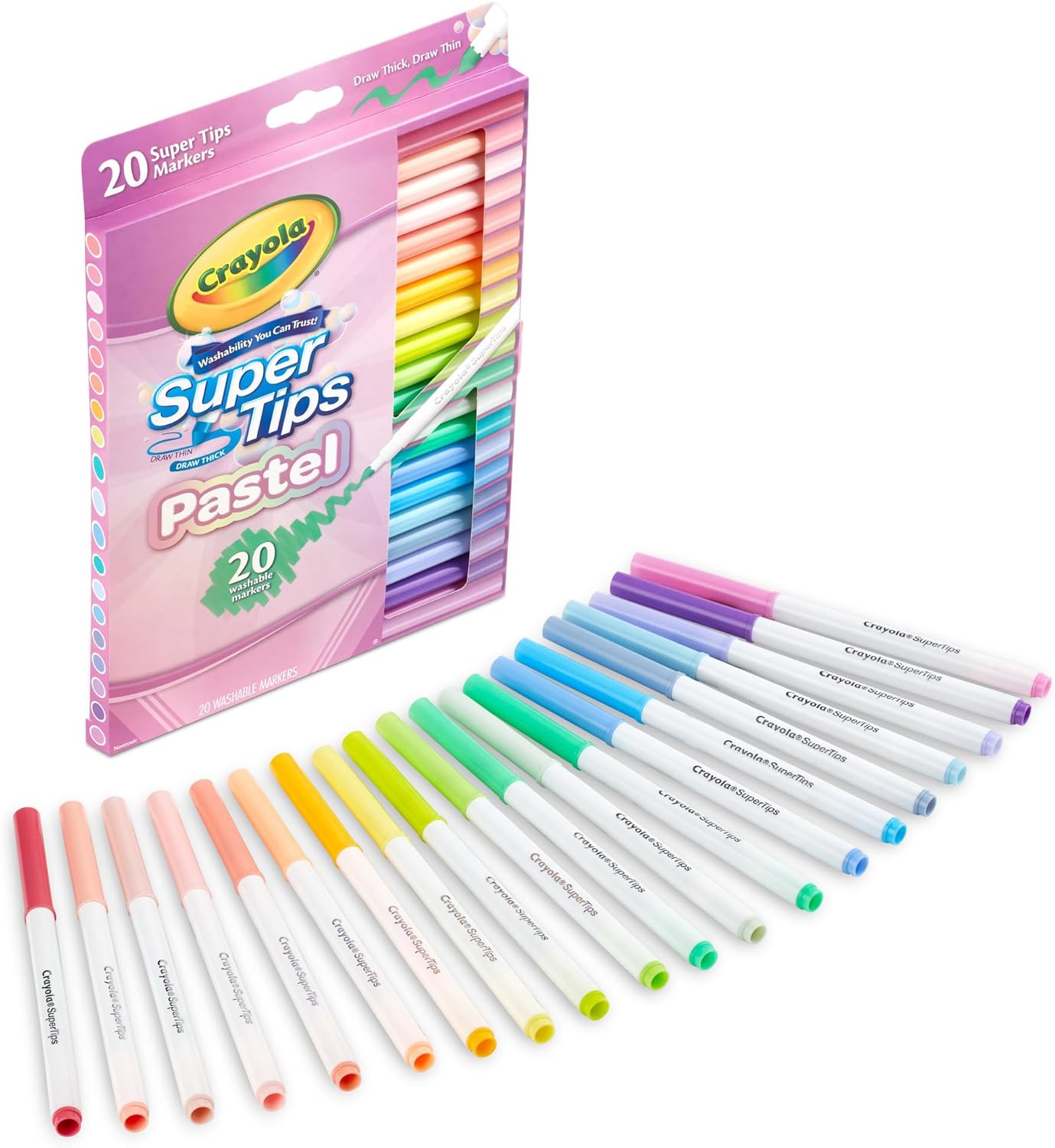 Crayola 20 Supertips Washable Pastel Markers – PlayBox