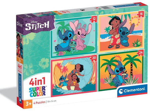 Clementoni SuperColor 4 in 1 Disney Stitch Puzzle 12, 16, 20, 24 Pieces