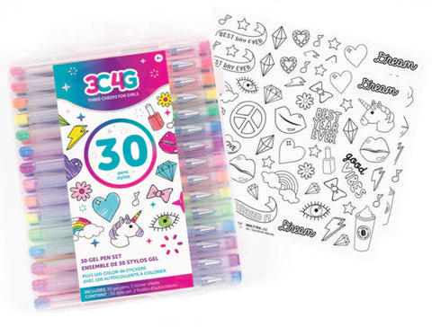 Make It Real 30 Gel Pen Set with Color Your Own Sticker Sheets