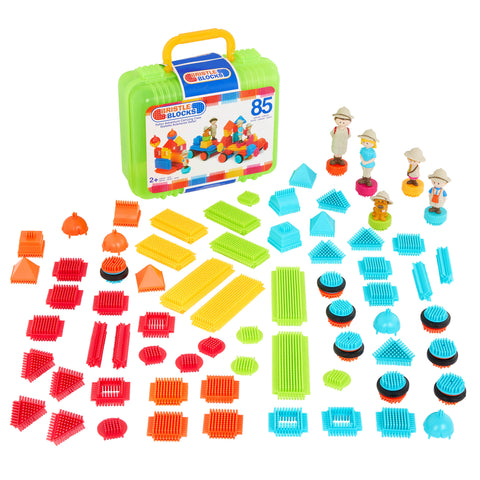 Battat Safari Adventure Carrying Case Building Bristle Blocks Set 85 Pieces