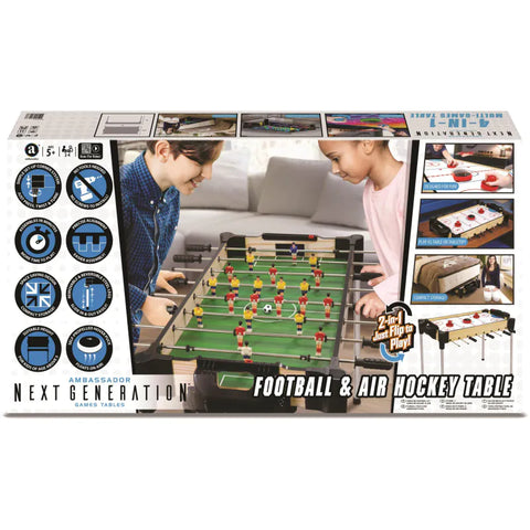 Ambassador Games 2-In-1 Reversible Football (Foosball/Soccer) & Hover Puck Air Hockey Table