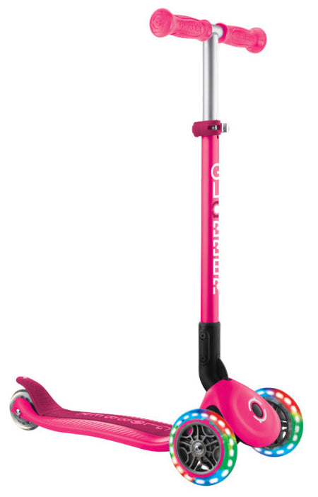 Globber Primo Foldable Lights 3-Wheel Scooter Fuschia 3-7 Years