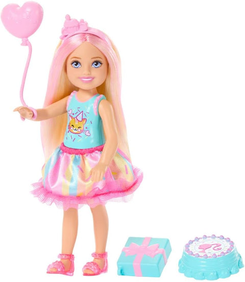 Barbie Club Chelsea Birthday-Themed Small Doll With Pink-Streaked Blonde Hair & Party Accessories JJB37