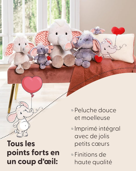 Nici Soft Toy Love Elephant Light Grey 23cm