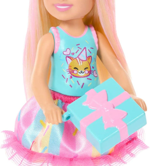 Barbie Club Chelsea Birthday-Themed Small Doll With Pink-Streaked Blonde Hair & Party Accessories JJB37