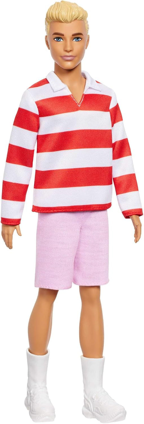Barbie Fashionistas Ken Doll #241 in Red Striped Top And Pink Shorts With White Sneakers, Blonde HYV01