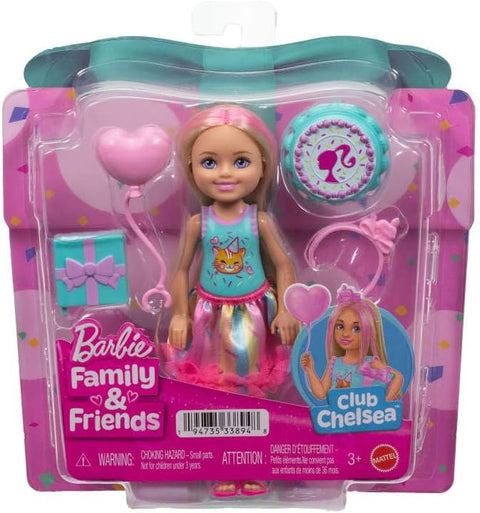 Barbie Club Chelsea Birthday-Themed Small Doll With Pink-Streaked Blonde Hair & Party Accessories JJB37