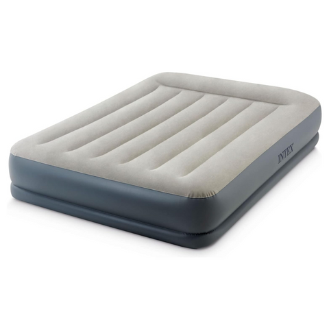 Intex Dura Beam Queen Pillow Rest Mid-Rise Air Mattress with Bip 152x203x30cm