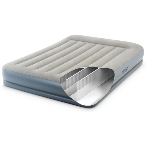 Intex Dura Beam Queen Pillow Rest Mid-Rise Air Mattress with Bip 152x203x30cm