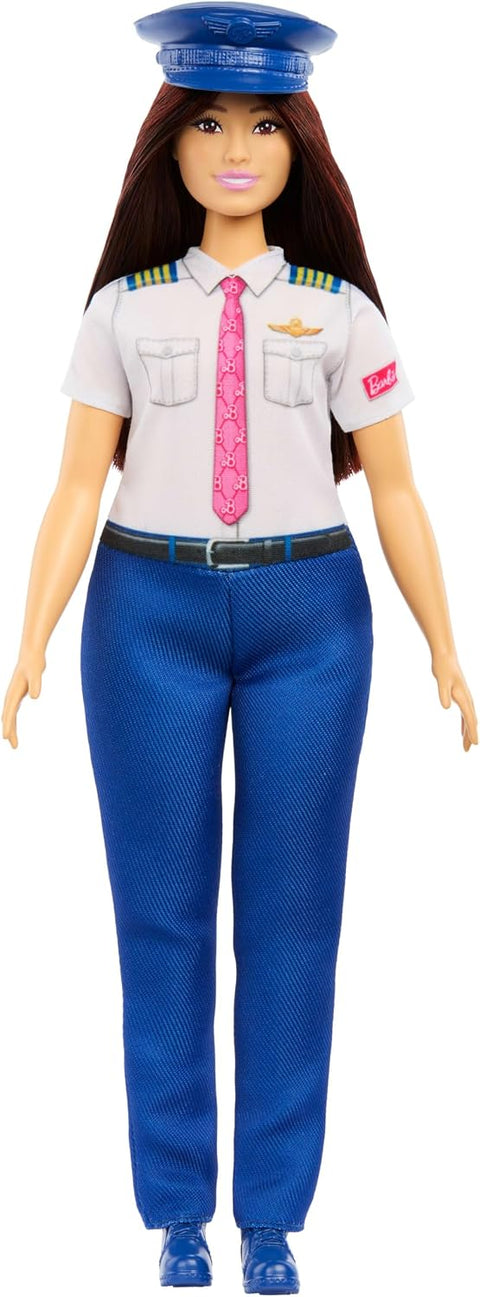 Barbie Careers Pilot Doll & Accessory, Fashion Doll Wearing Removable Uniform & Shoes With Hat JKF75