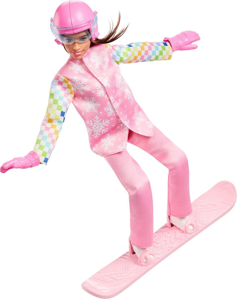 Barbie Careers Snowboarder Doll in Pink Jacket With 10+ Accessories Including Color-Change Snowboard JKF78