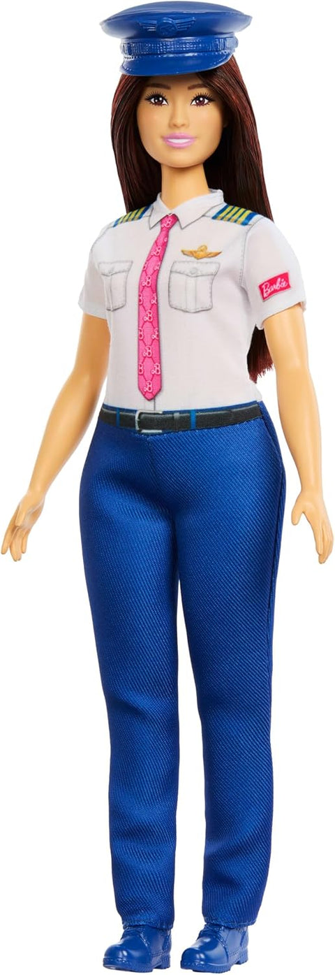 Barbie Careers Pilot Doll & Accessory, Fashion Doll Wearing Removable Uniform & Shoes With Hat JKF75