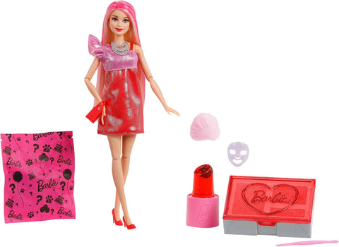 Barbie Party Unboxed Glam Party Series Red Sparkle Doll & Accessories With 10 Surprises JFY68