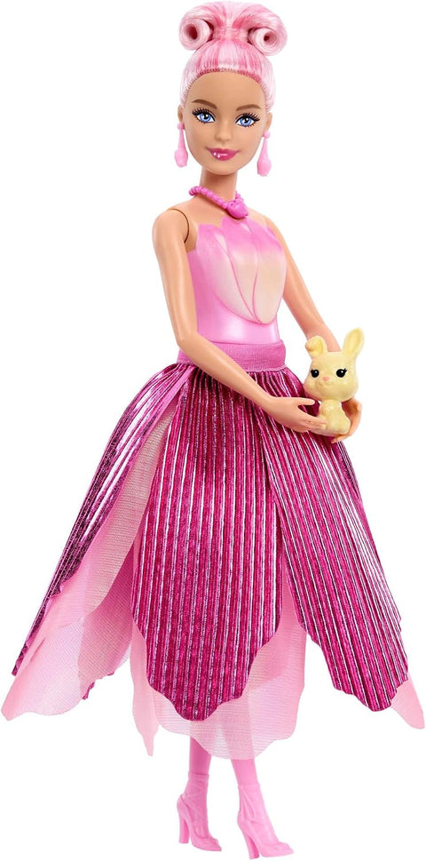 Barbie Petal Pop Scented Fashion Doll With Pink Tulip Dress, Reveal Accessories Like Bunny & More JMF57