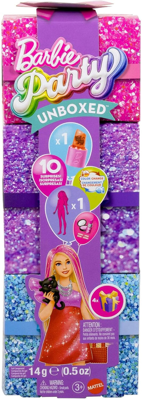 Barbie Party Unboxed Glam Party Series Red Sparkle Doll & Accessories With 10 Surprises JFY68