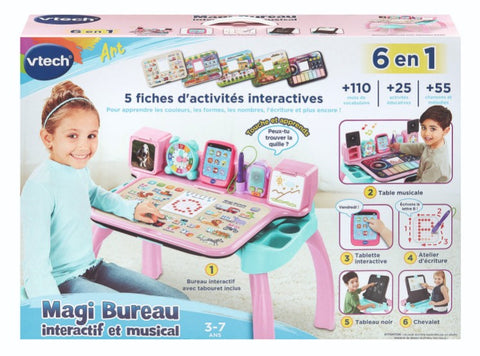 VTech Magi Bureau Interactif Et Musical 6 en 1 Rose