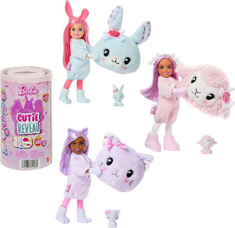 Barbie Cutie Reveal Cuddly Series Chelsea Small Dolls & Accessories, 6 Surprises JMW63