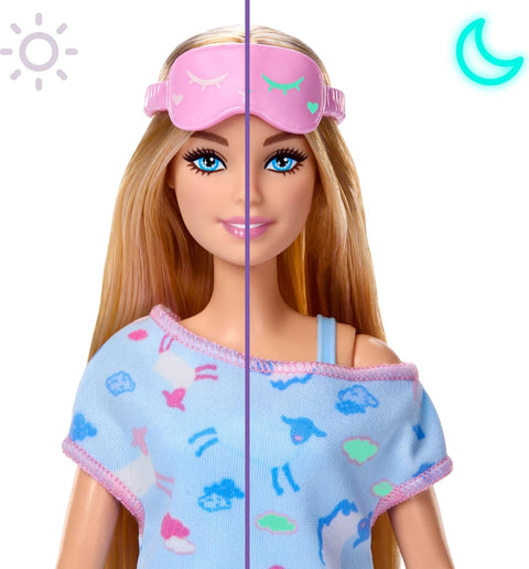 Barbie Party Unboxed Sleepover Reveal Series Blue Pajama Doll & Accessories With 7 Surprises JMR88
