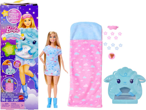 Barbie Party Unboxed Sleepover Reveal Series Blue Pajama Doll & Accessories With 7 Surprises JMR88