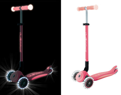 Globber Elite Lights Glow 3-Wheel Scooter Coral Pink 3-9 Year