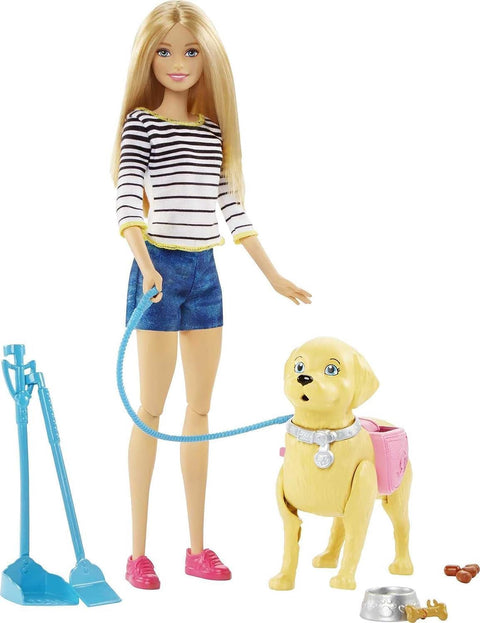 Barbie Walk & Potty Pup Set With Doll & Tail-Activated Pooping Puppy