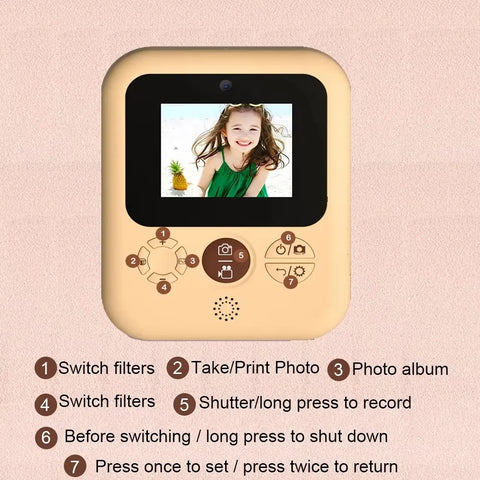 Kids Digital Instant Print Camera 2.4 Inch Screen
