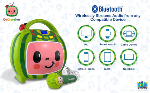 KIDDESIGNS Cocomelon Bluetooth Sing-Along Karaoke Player