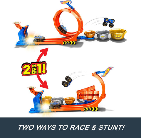 Hot Wheels Monster Trucks Loop-And-Flip Trophy Challenge Playset & Die-Cast Bigfoot Toy Truck