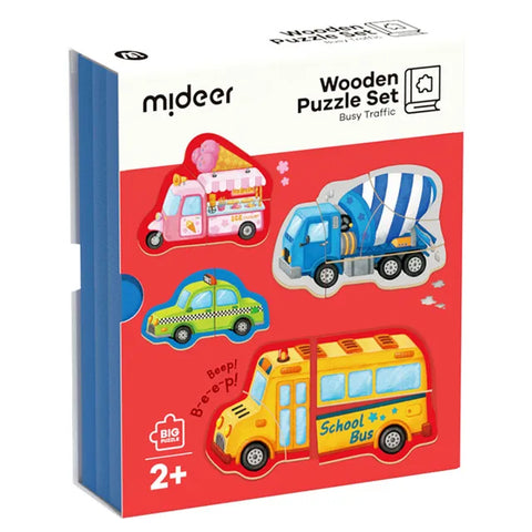 Mideer 4-In-1 Wooden Puzzle Set Busy Traffic
