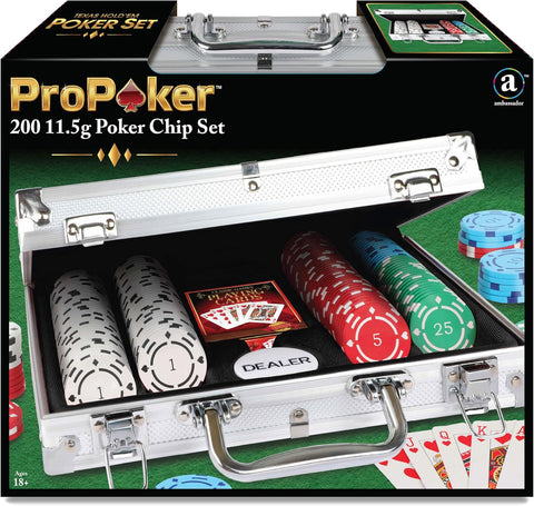 Ambassador ProPoker 200 Numbered Poker Chips in Aluminum Case 11.5 g