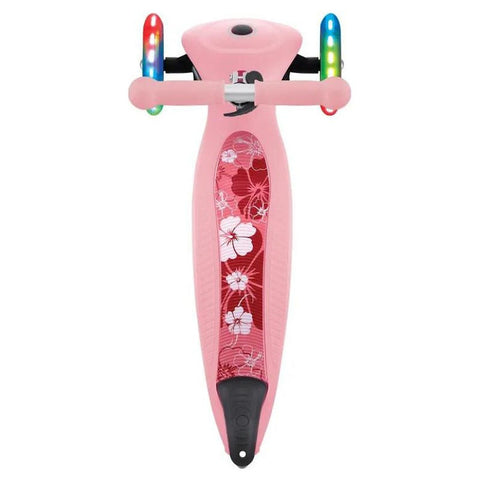Globber Junior Foldable Fantasy Lights Scooter Pastel Pink Flowers 2-6 Years