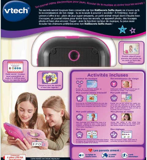 VTech KidiSecrets Selfie Music Noir Journal Intime Électronique