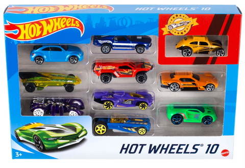 Hot Wheels 1:64 Scale Toy Cars & Trucks 10-Pack Assorted