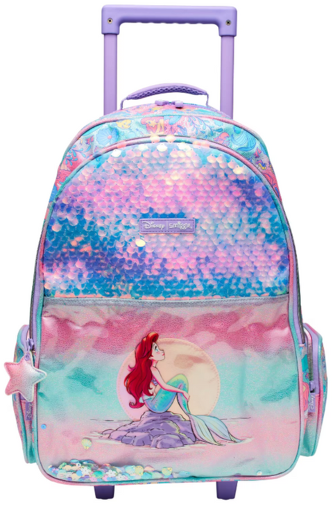 Smiggle Little Mermaid Trolley Backpack With Light Up Wheels 52cm