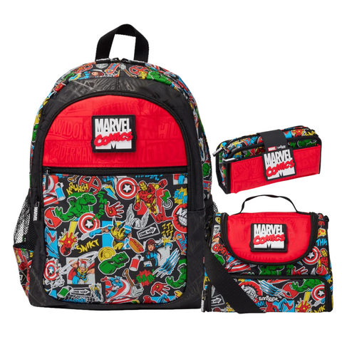 Smiggle Black Marvel Comics Classic Backpack 42cm School Set