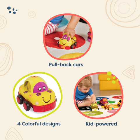 B. 4 Pull-Back Toy Vehicles Wheeee-ls!