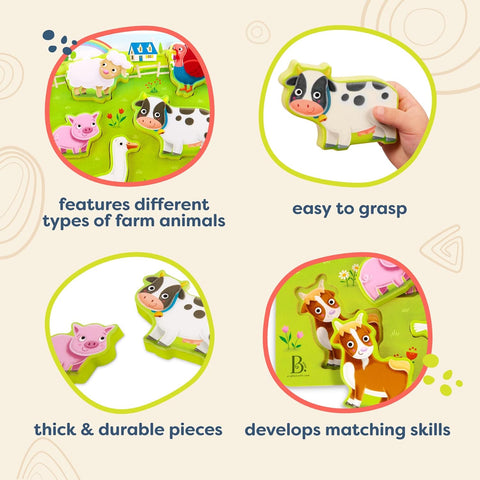 B. Wooden Chunky Farm Animals Puzzle 8 Pieces