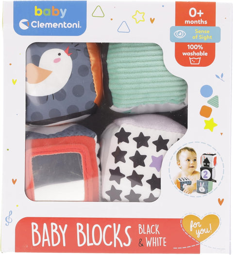Baby Clementoni, Black & White Soft Activity Blocks