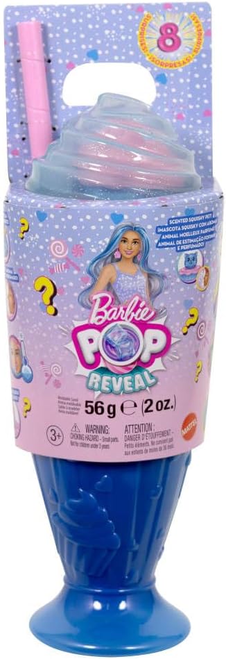 Barbie Pop Reveal Treat Series Doll Cool Cupcake & Accessories Set, 8 Surprises Include Pet