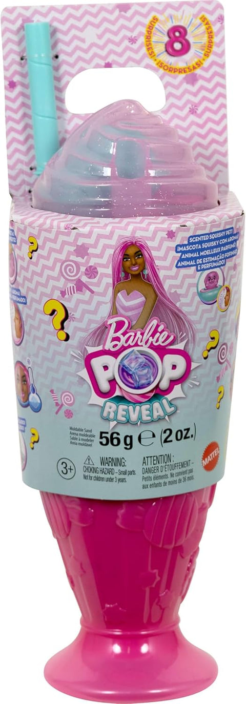 Barbie Pop Reveal Treat Series Doll Sweet Swirl & Accessories Set, 8 Surprises Include Pet