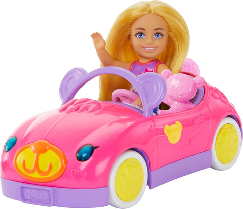 Barbie Chelsea Vehicle Set With Blonde Small Doll, Toy Car & Teddy Bear Accessory