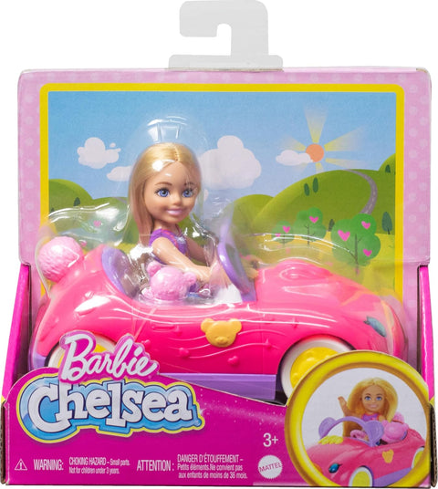 Barbie Chelsea Vehicle Set With Blonde Small Doll, Toy Car & Teddy Bear Accessory