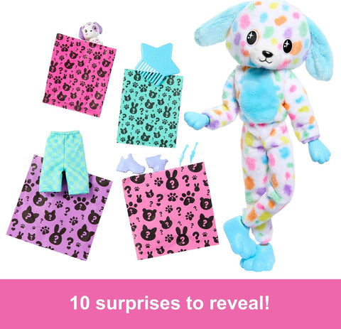 Barbie Cutie Reveal Doll & Accessories with Rainbow Dalmatian Plush Costume & 10 Surprises