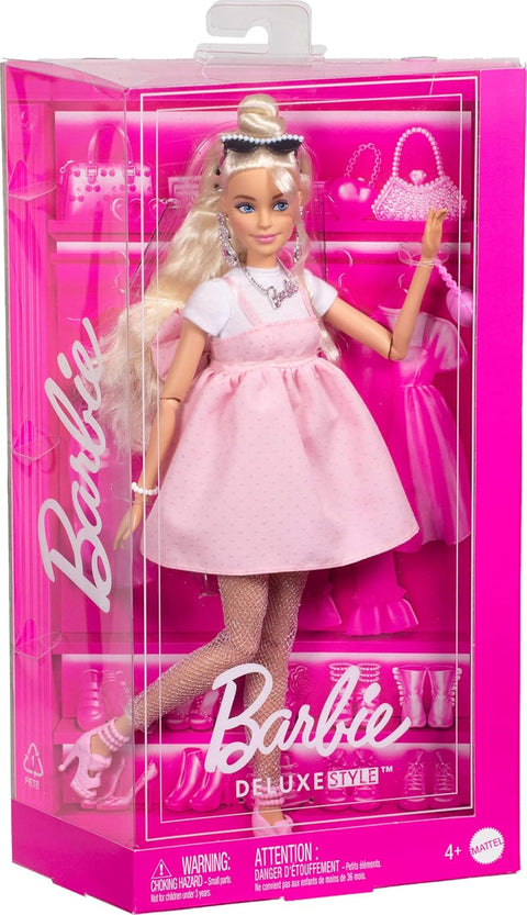 Barbie Deluxe Style Doll #3 in Pastel Pink Barbiecore Dress With Oversized Bow