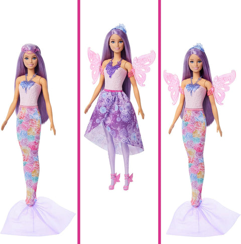 Barbie Doll Fantasy Fashion Pack With Accessories Including Mermaid Tail, Fairy Wings, & Necklaces