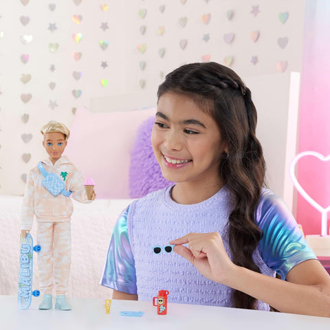 Barbie Dream Besties Ken Fashion Doll With 9 Summer & Skateboard Themed Accessories