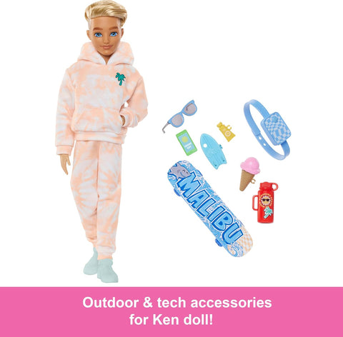 Barbie Dream Besties Ken Fashion Doll With 9 Summer & Skateboard Themed Accessories